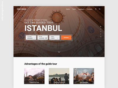 Website - Travel to Istanbul - First Page booking design first page guided tour homepage interface travel travel agency travel service travelling typography ui ux webdesign website