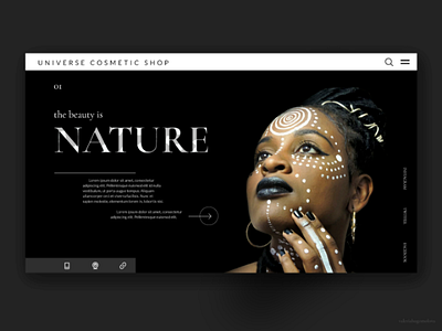 Cosmetic Shop – Website – First Page beauty beauty shop black cosmetic cosmetics design desktop first page home interface landing nature shop ui ux