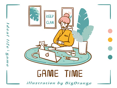 Ideal Life: Playing Games animation character design design doodle flat illustration lettering line art vector 扁平插画 插图