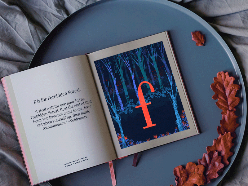 F for Forbidden Forest 36daysoftype animated gif deatheators design harry potter harrypotter illustration photoshop picture book stop motion voldemort wacom intuos
