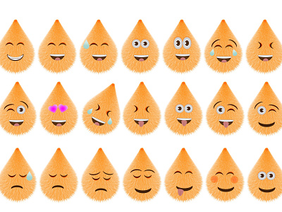 Funny Hairy Cartoon Emoji Set 01 animation behance project behancereviews design flat font design icon illustration illustrator logo vector website