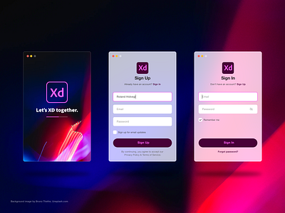 Sign Up interface - Adobe XD Playoff