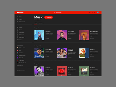 YouTube Music application concept design interface layout redesign ui website youtube