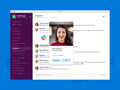 Slack Redesign app application chat concept design facelift interface layout redesign ui
