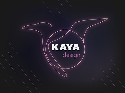 Logo for Kaya design bird branding dark design workshop led lighting lights logo logotype neon colors neon light pink logo