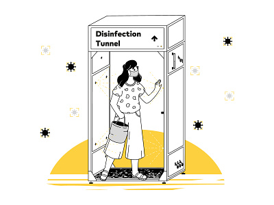 Disinfection Tunnel character covid 19 illustration product vector