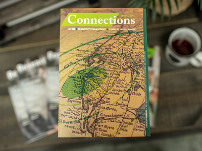Connections Publication: Cover art direction cover design florida higher ed higher education insert issue magazine magazine cover map print publication radiate sarasota university university of south florida usf usfsm vintage
