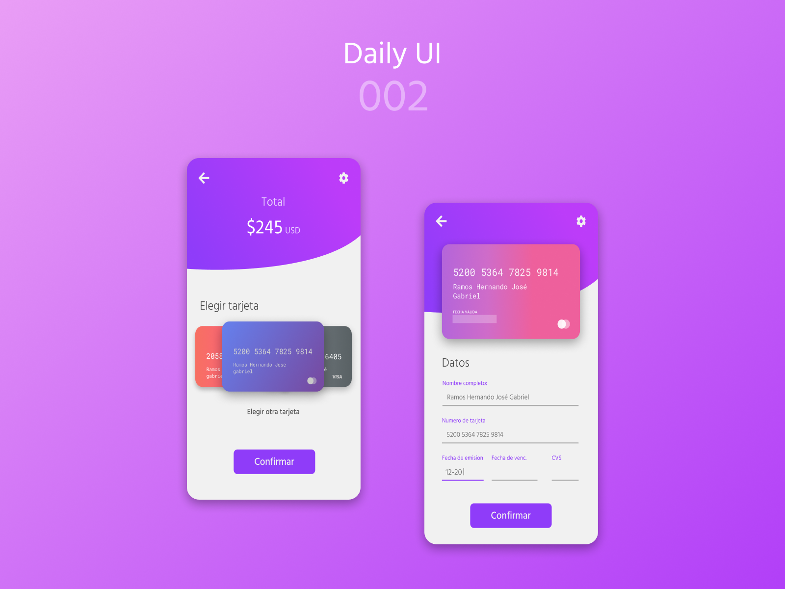 Card UI - Daily UI 002 by Gabriel Ramos on Dribbble