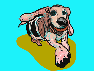 Bulky Paws basset hound blue digital art digital illustration dog dog art ipad procreate