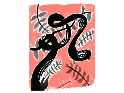 Listen To Yourself folk art illustration digital intuition ipad ipad pro ipad procreate pink plants procreate sketches snake snake art snake illustration snakes texture