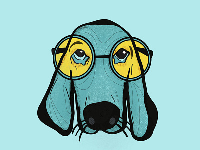 better 2 see you with adobe illustrator blue design dog dog illustration doggy glasses hound dog illustration illustrator ipad procreate procreate art sunglasses texture