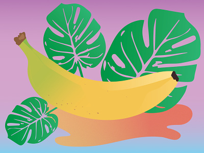 Breakfast adobe illustrator banana breakfast design flat gradient illustrator monstera