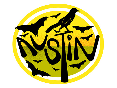 Austin adobe illustrator atx austin austin texas bat design flat grackle icon illustrator logo minimal yellow