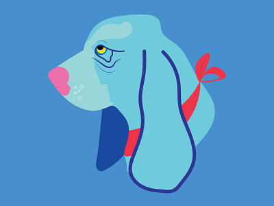 Basset en Bleu adobe illustrator bandana basset basset hound bff blue dog design dog flat graphic design hound hound dog illustrator woof