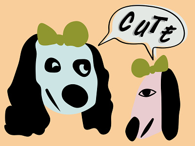 U Cute adobe illustrator cute design dog dog art dogs flat hairbow hound dog peach woof