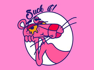 Suck It! adobe illustrator circle logo design flat illustration illustrator pink pink logo pink panther