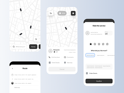 Wireframe - Taxi Mobile App app component concept design driver figma flow mobile navigation product ride taxi ui userflow ux wireframe