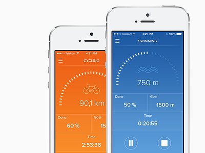 Tracking app [updt] app application colors concept cycling icons ios mobile sport swimming tracking update