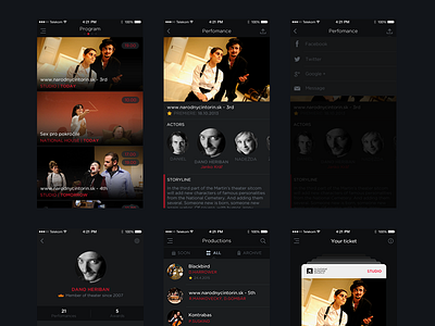 The Whole Theater App app application concept dark idea ios ios8 mobile overview red theatre ui