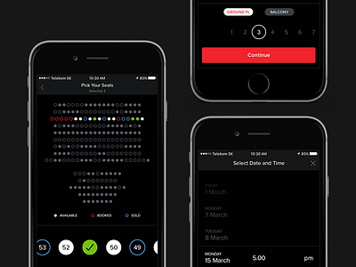 Buying Process app booking concept culture dark interface ios perfomance seat select theater ui ux