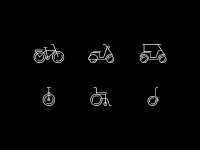 Transportation Icons bicycle golf cart icons outline scooter segway transport unicycle vector vehicle wheelchair
