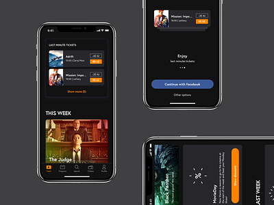 Cinema App – Feed app cinema app concept concept dark dsgn feed ios mobile movie tip post ui ux