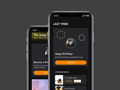 Cinema App – Personalized feed app birthday cinema cinema app concept concept dark dsgn feed ios iphone mobile movies personalization post ui ux