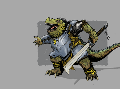 Concept Art - T-REX Paladin adobephotoshop conceptart dungeons and dragons illustration paladin