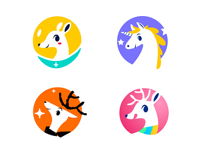 Logo ideation for a Children Care Center animal animals brand brand design branding cartoon child children colorful colourful cute daycare dear design horse horse logo illustration logo logotype stamp