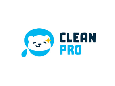 Clean Pro Logo bear brand design branding character clean design graphic illustration laundromat logo logo design logotype polar bear scarf ui ux vector