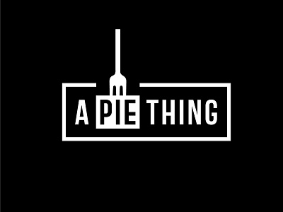 A PIE THING a pie thing apiething black brand design branding design fork illustration logo logo design logotype pie rectangle restaurant square symbol ui ux vector white