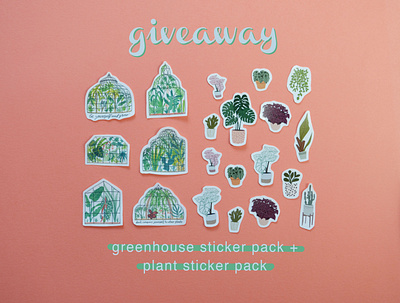 sticker giveaway design drawing gift giveaway graphic design greenhouse icon illustration lettering logo logotype plants sticker