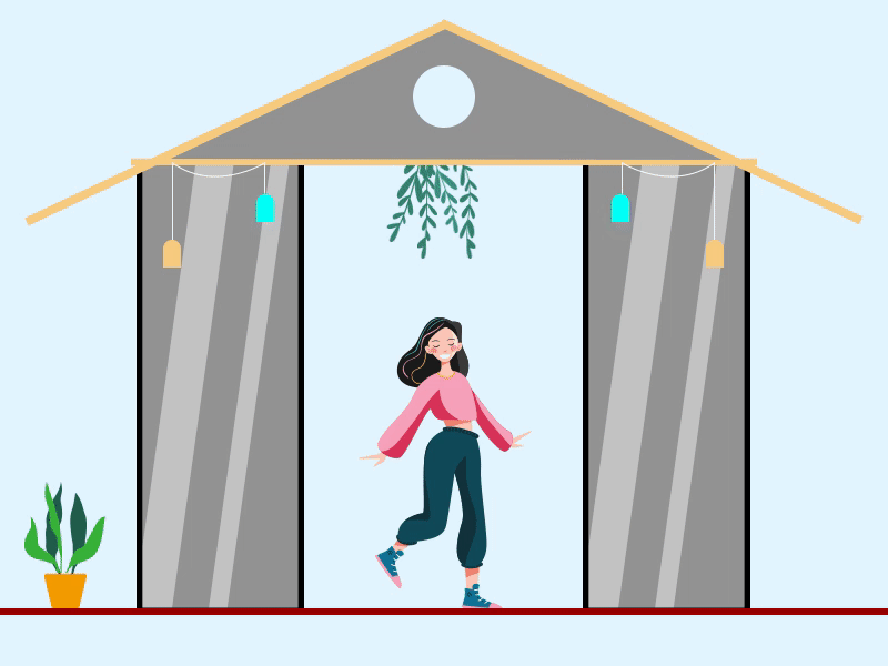 dancing girl in home design illustration ux vector