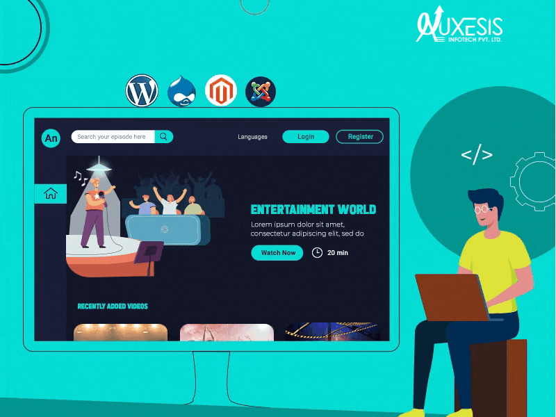 Entertainment Website By Using CMS Platform design icon illustration typography ux vector