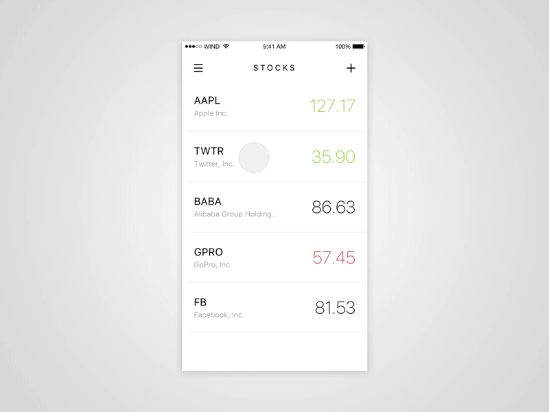 Minimal Stocks App Concept