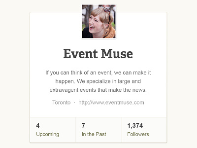 Event host profile card card dashboard events photo profile summary