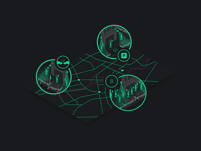 Smarter Cameras NATIX art car city clean color contrast creative design drawing geometric green icons illustration isometric line map portfolio simple situations vector