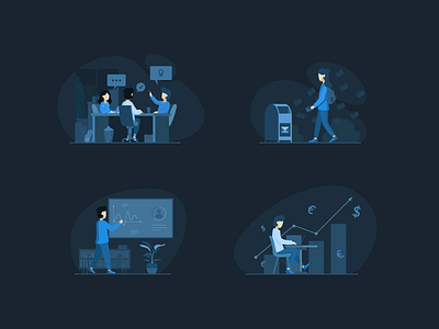 Team Work & Finance Illustrations Pack