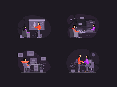 Team Work & Finance Illustrations Pack