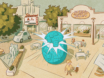 Palo Alto Cyber Egg Illustration cafe cartoon city egg palo alto stanford