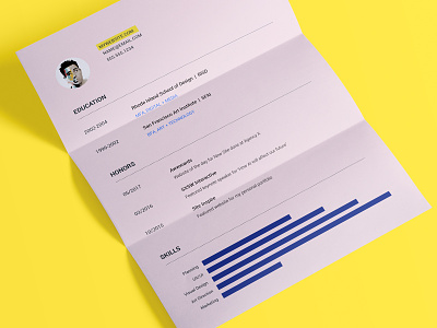 Minimal Resume career color job keynote pop print resume template