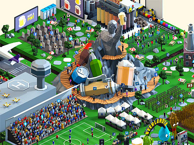 Beerlandia Collaboration 3d beer cinema 4d delivery drone drones factory low poly low poly map production theme park.