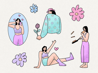 Self-love character design girl illustration procreate self love