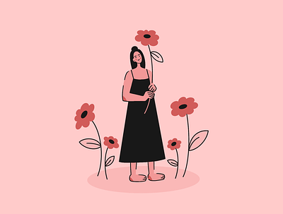 Flower girl character cute cutegirl flower flowers illustration pink procreate