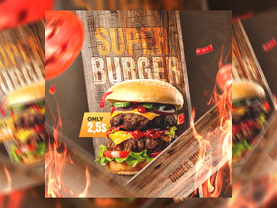 Super Burger Flyer for advertising ads branding burger flyer food graphic design restourant social media template