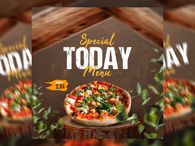 Special Today Menu Pizza Flyer for advertising ads branding brochure design feed flyer graphic design pizza restaurant social media