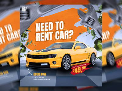 Rent car flyer for advertising ads branding brochure car design feed flyer graphic design rent car social media