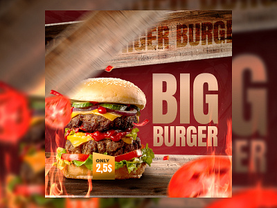 Burger Flyer for advertising ads branding brochure burger design feed flyer food graphic design restourant