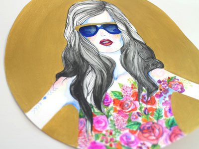 Illustration of a girl digital geometric geometry girl hand drawn illustration ink sunnies