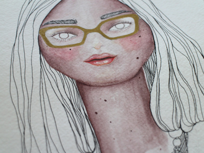 A girl with eyeglasses/Watercolor WIP